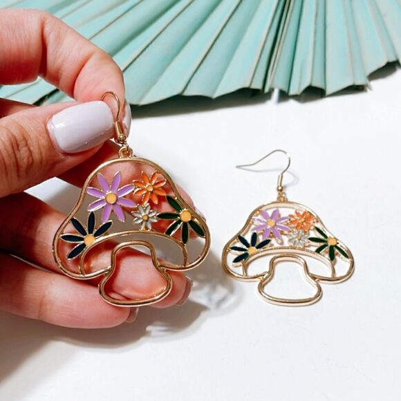 Mushroom dangle earrings S69 - Picture 2 of 2